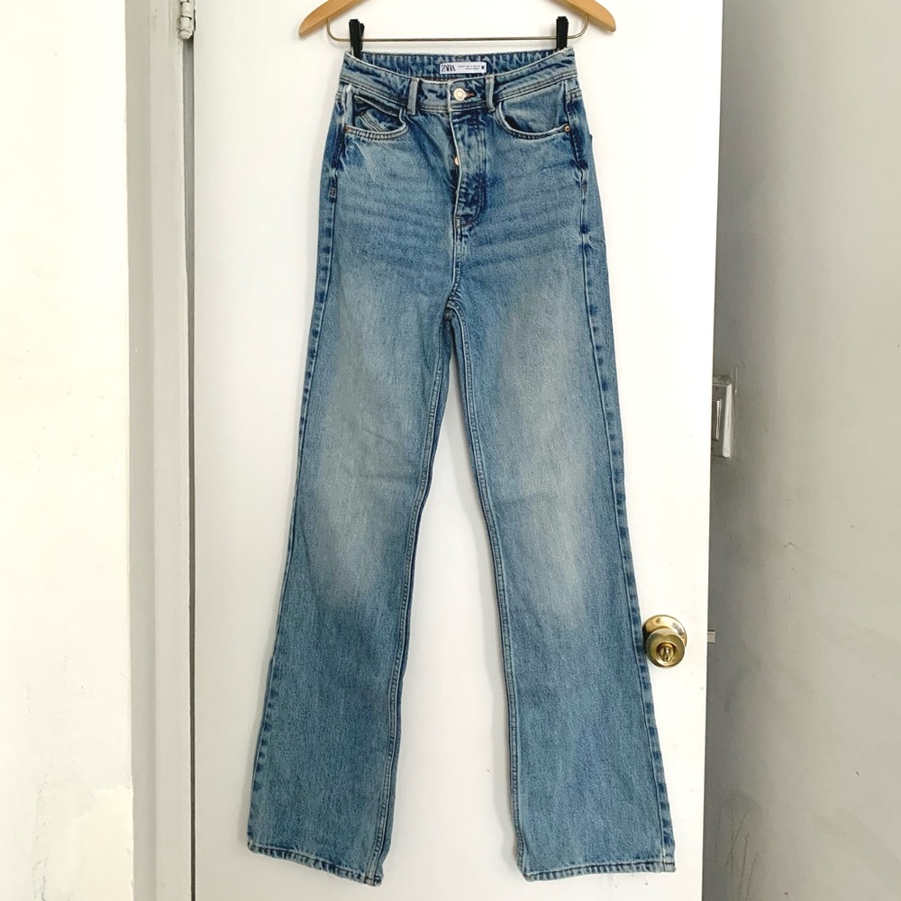 Zara high rise wide long jeans size 2